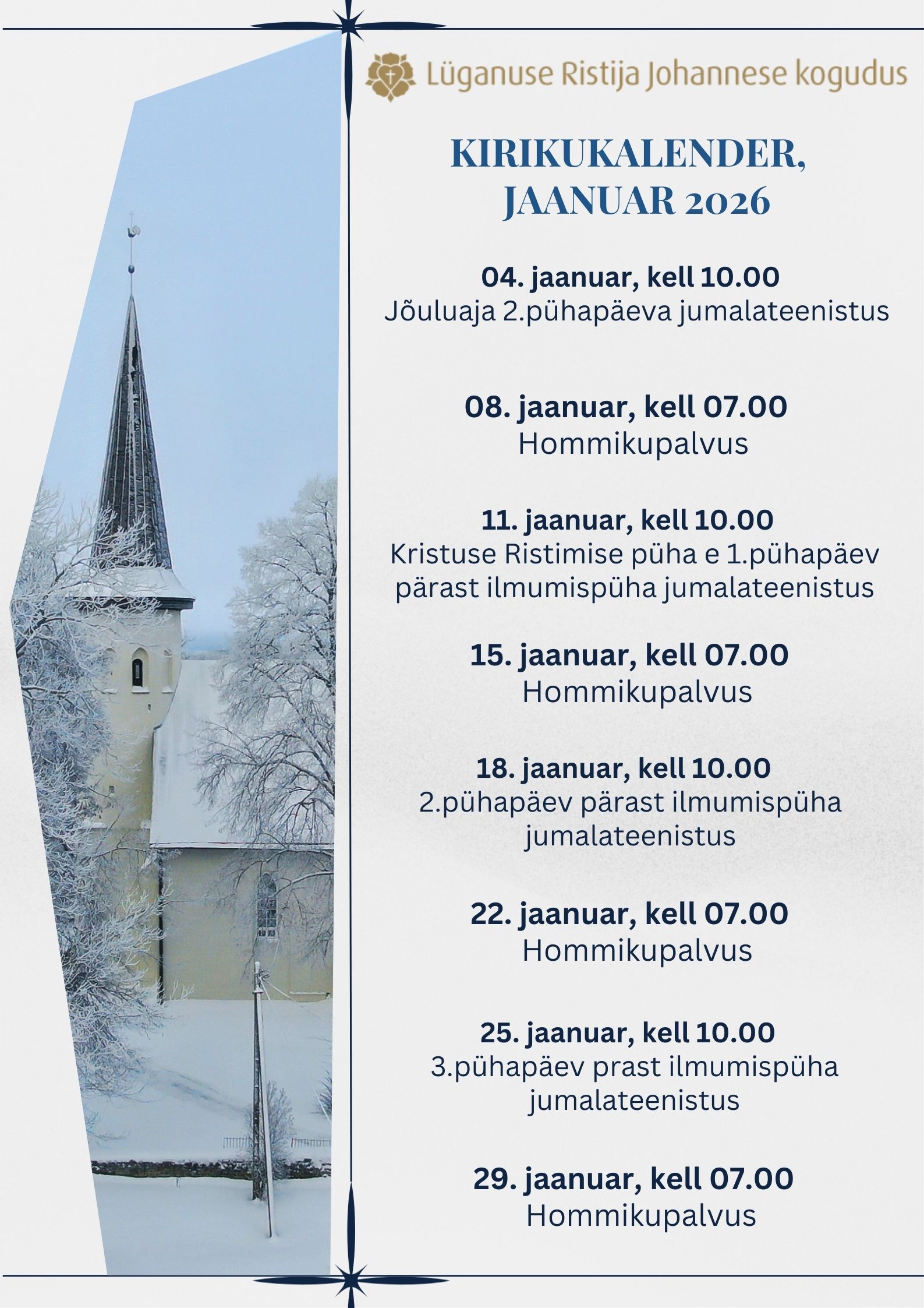 Kirikukalender jaanuar 2026